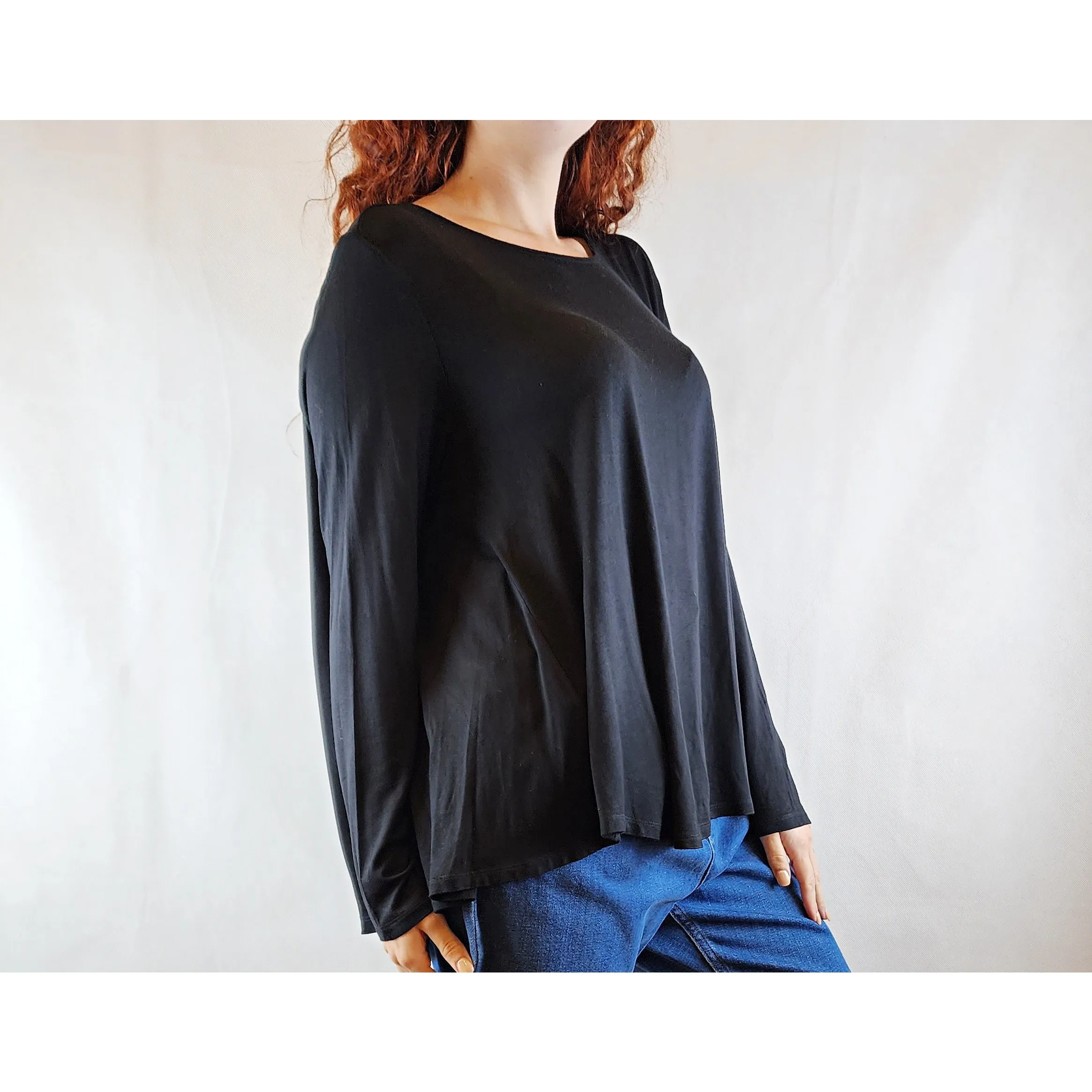 Elk black long sleeve oversize top size S (best fits size 10)