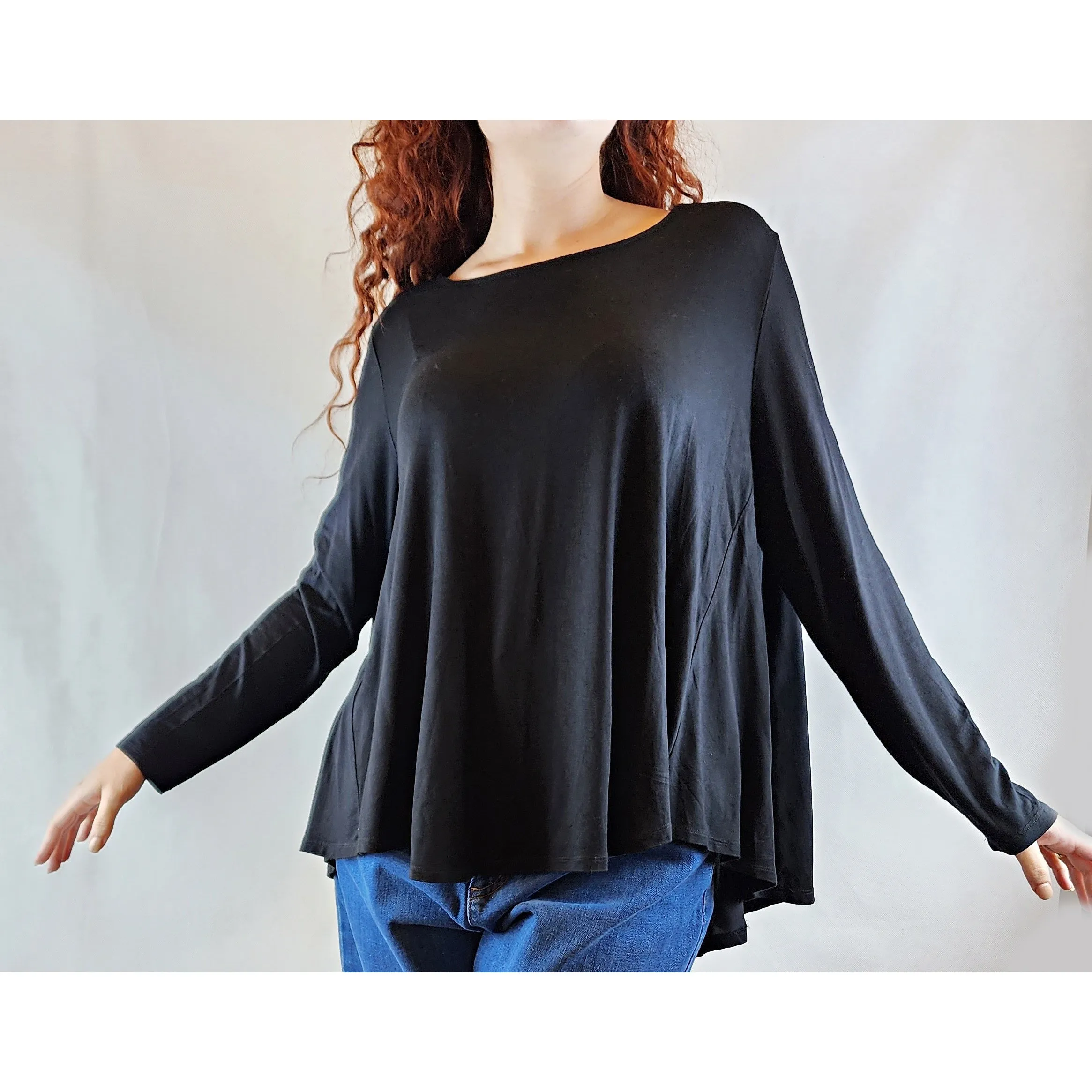 Elk black long sleeve oversize top size S (best fits size 10)