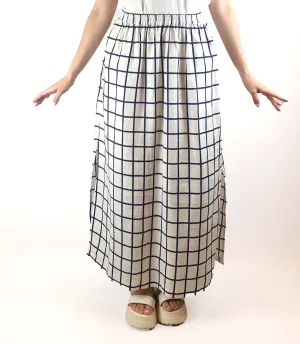 Elk blue and white check French linen skirt size 10