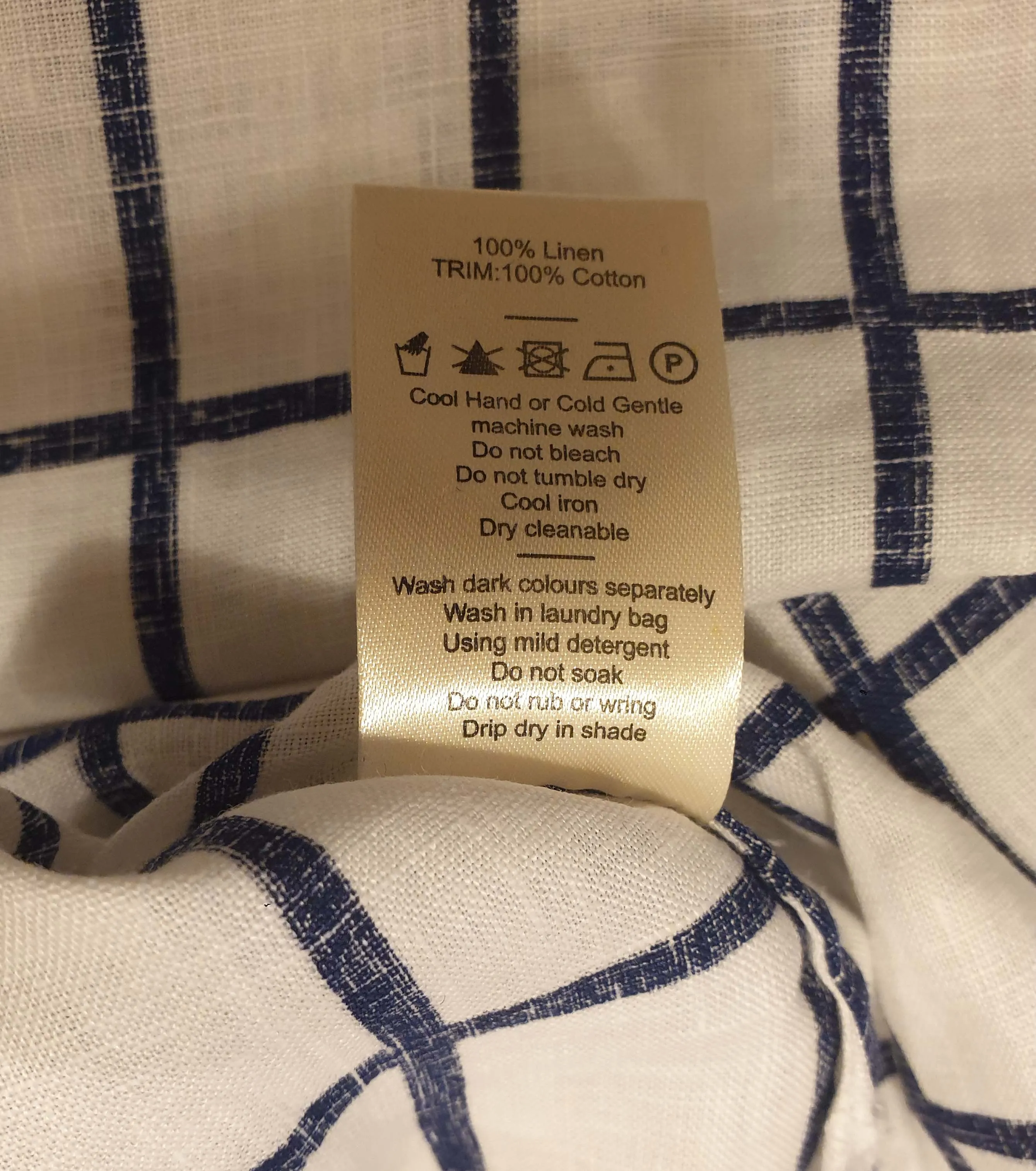 Elk blue and white check French linen skirt size 10