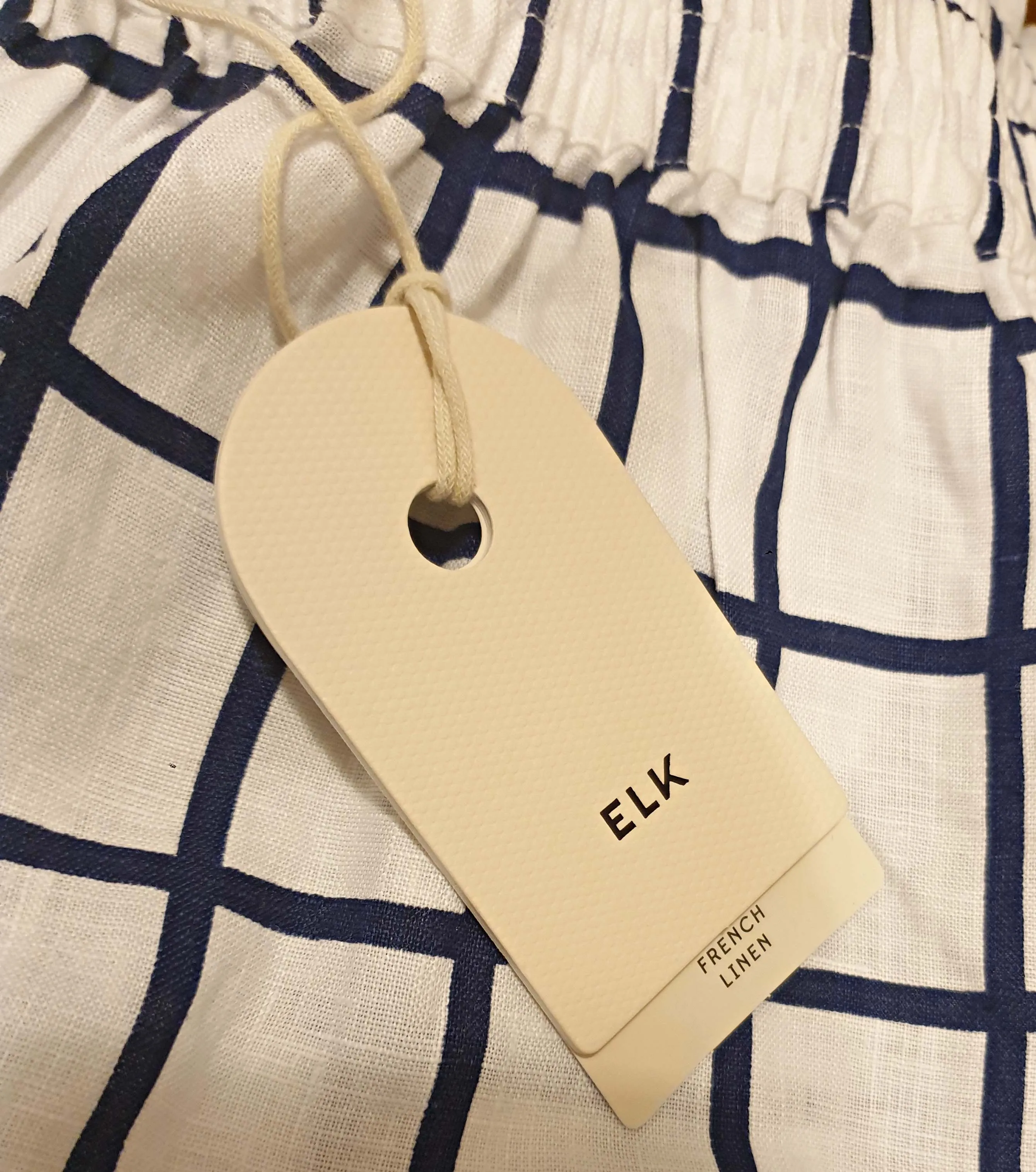 Elk blue and white check French linen skirt size 10