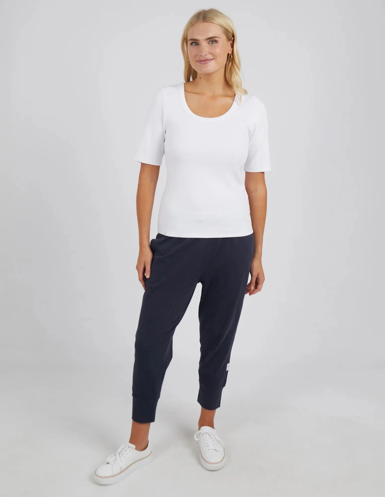 ELM RIB SCOOP TEE WHITE