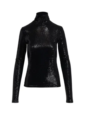 Essentiel Antwerp Gong Fitted Jersey Turtleneck in Black