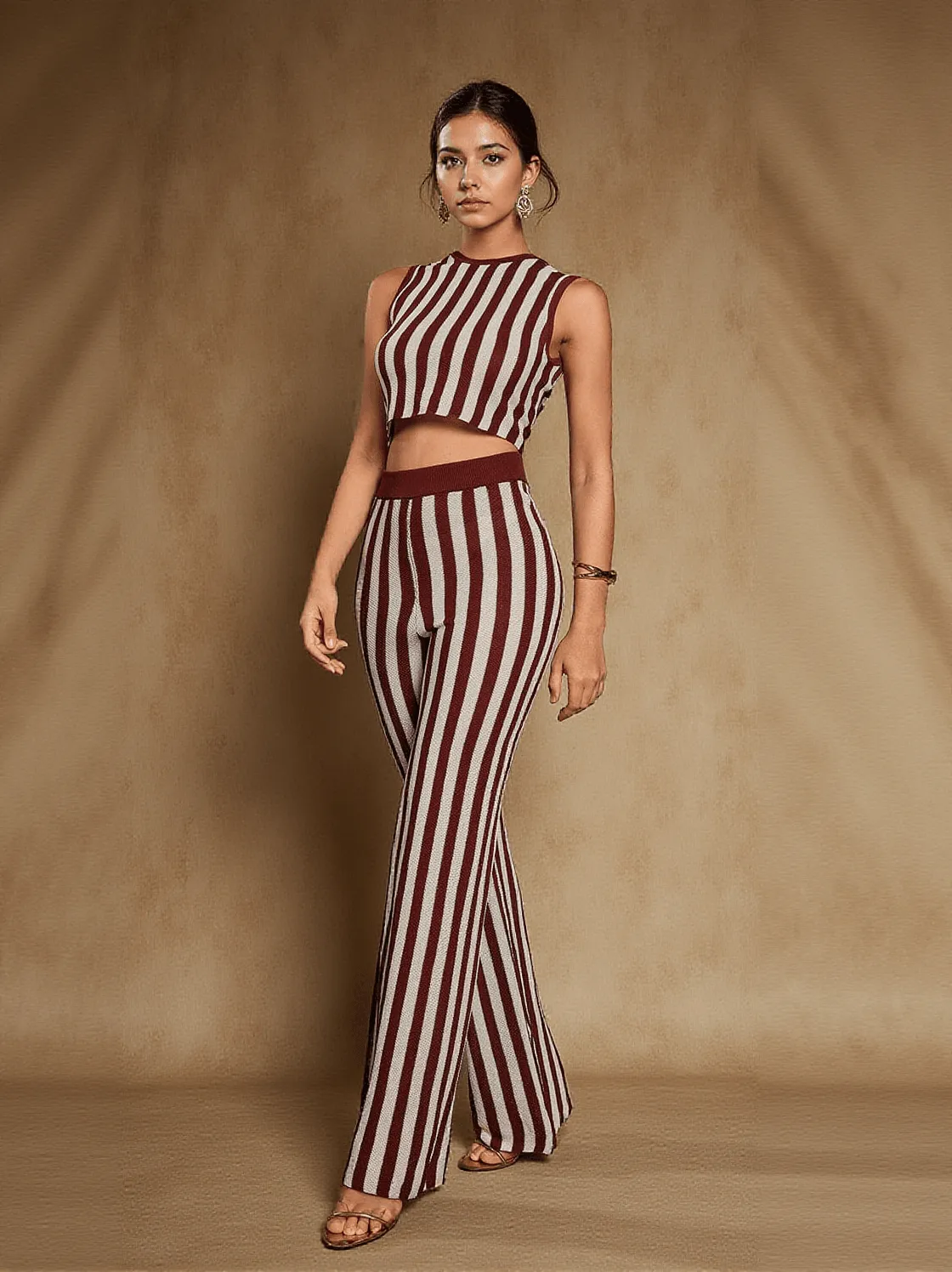 Eurydice Stripe Knitted Pants Set