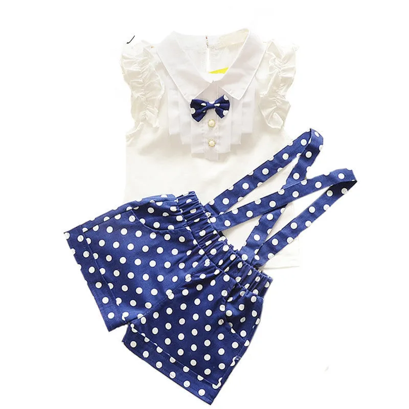 fashion bow t shirt dot overalls two pieces baby toddler girl clothing clothes bodysuits born cotton set