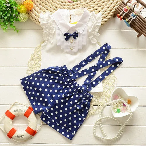 fashion bow t shirt dot overalls two pieces baby toddler girl clothing clothes bodysuits born cotton set