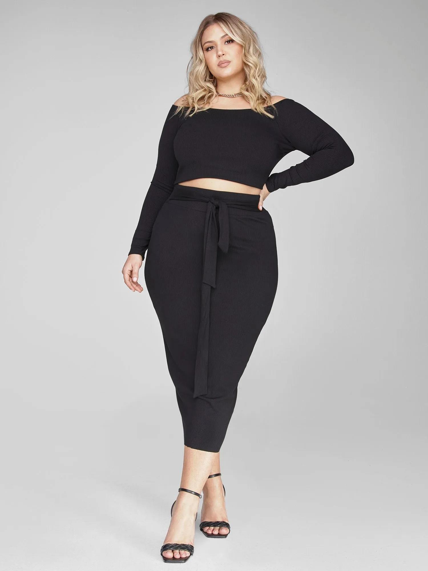 Fashion To Figure - FTF Essentials - Rib Knit Tie Knot Skirt