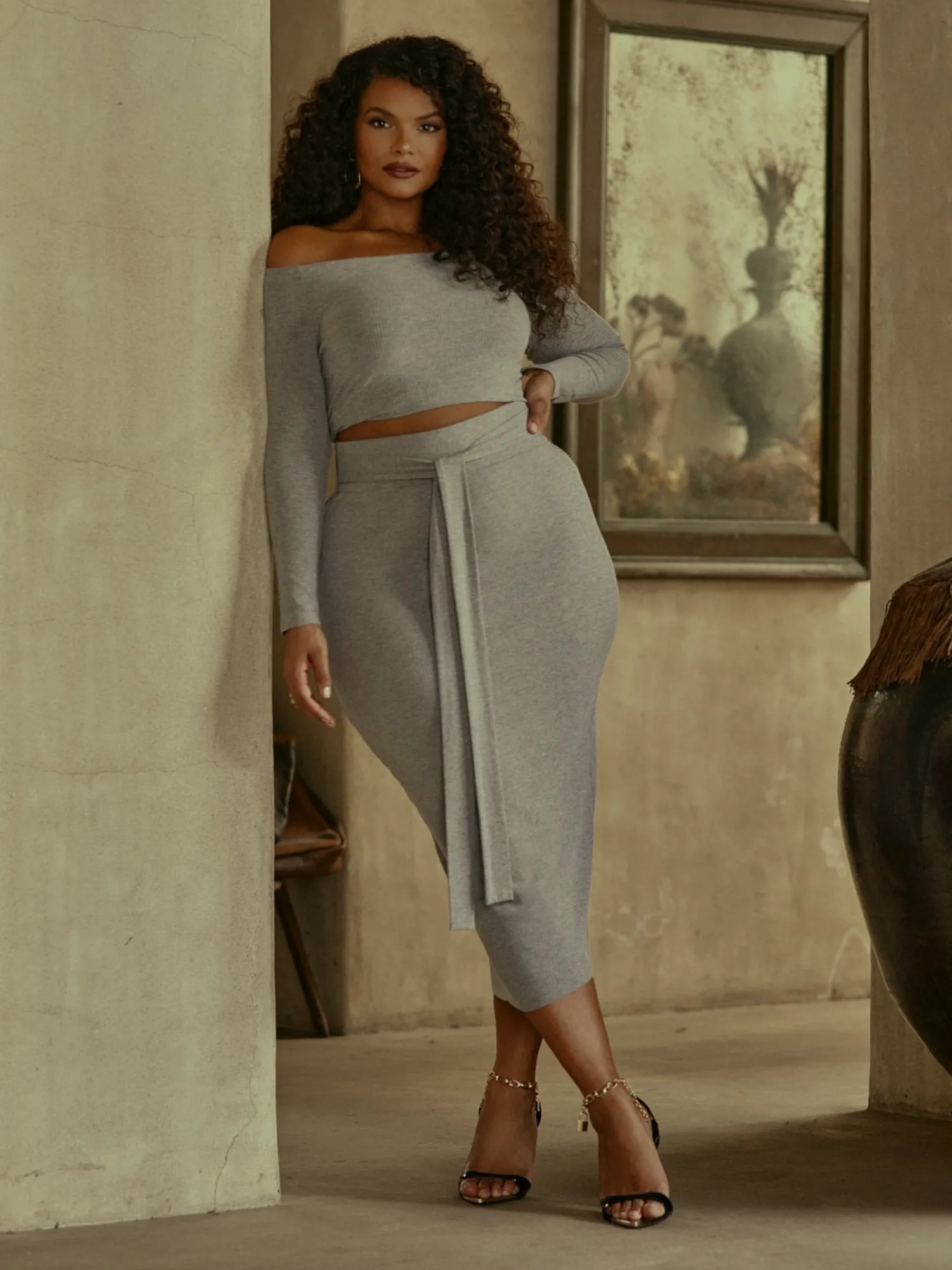Fashion To Figure - FTF Essentials - Rib Knit Tie Knot Skirt