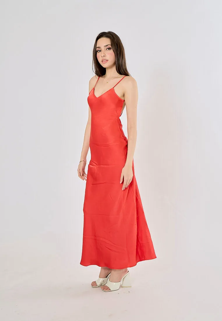 Felicity Rouge V-Neck Back Hollow Out Midi Dress