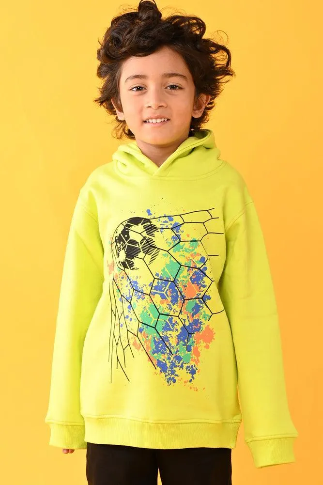 FOOTBALL HOODIE BLACK FLEECE JOGGER SET - LIME GREEN