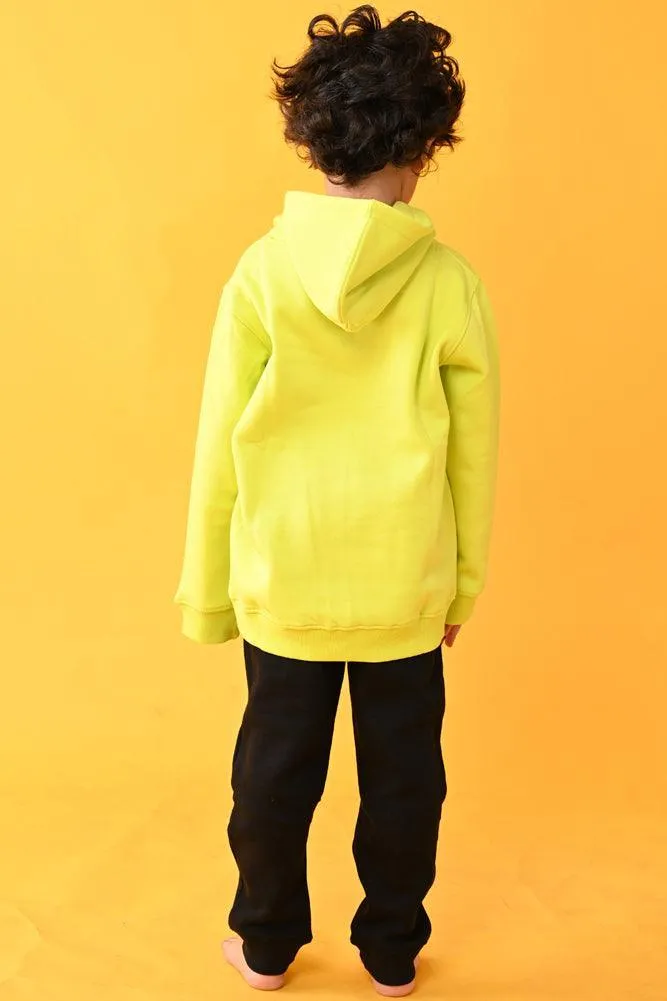 FOOTBALL HOODIE BLACK FLEECE JOGGER SET - LIME GREEN
