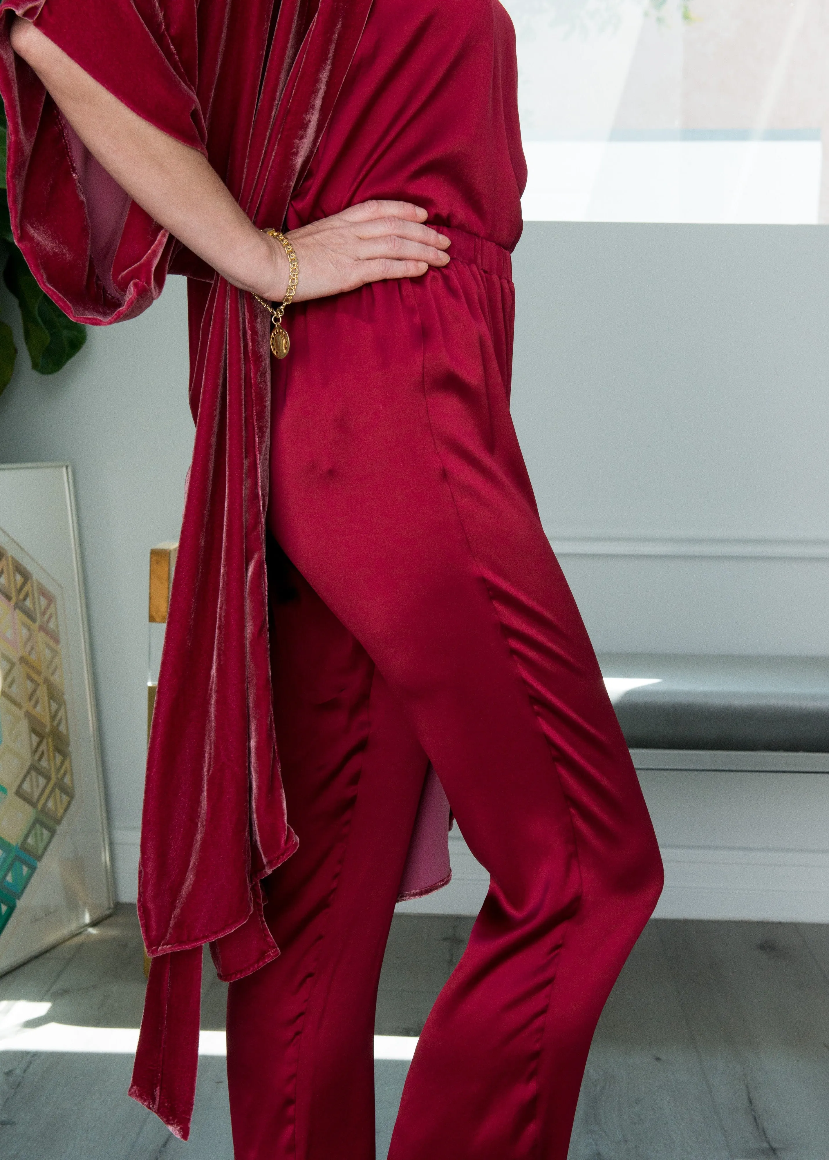 Frankie Pant in Wine Silk