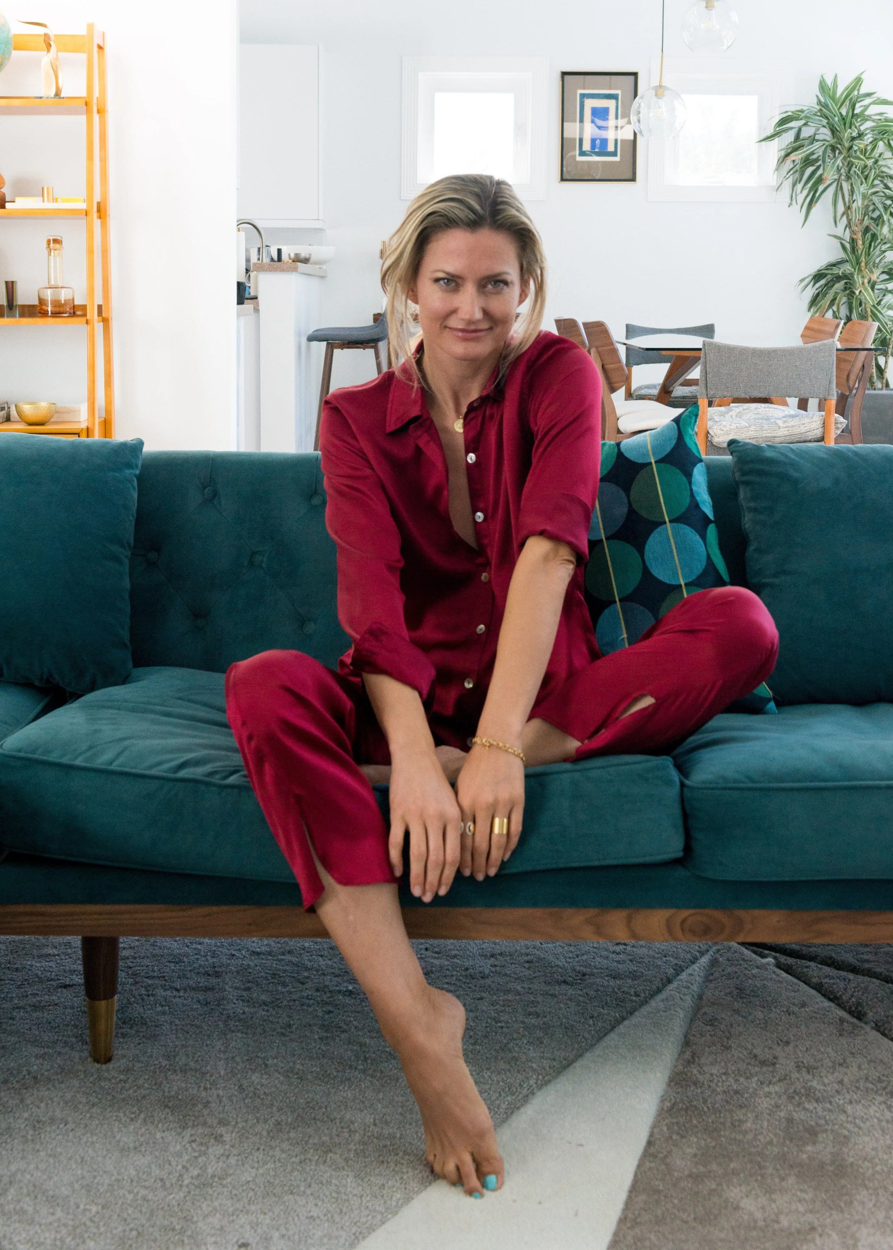 Frankie Pant in Wine Silk