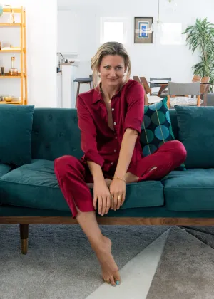 Frankie Pant in Wine Silk