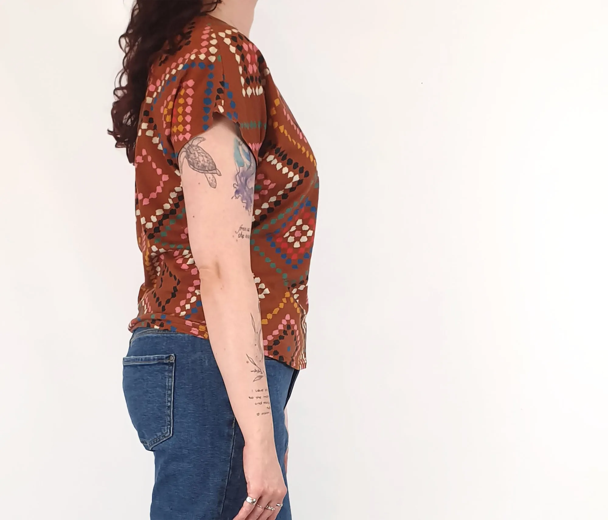 Frock Me Out brown-toned print top size 12