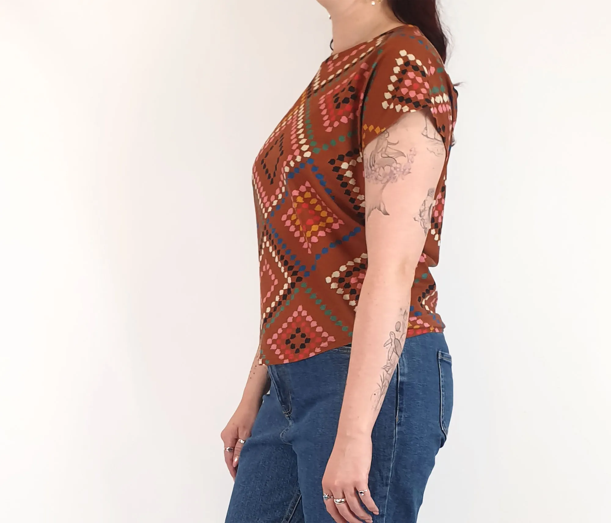 Frock Me Out brown-toned print top size 12