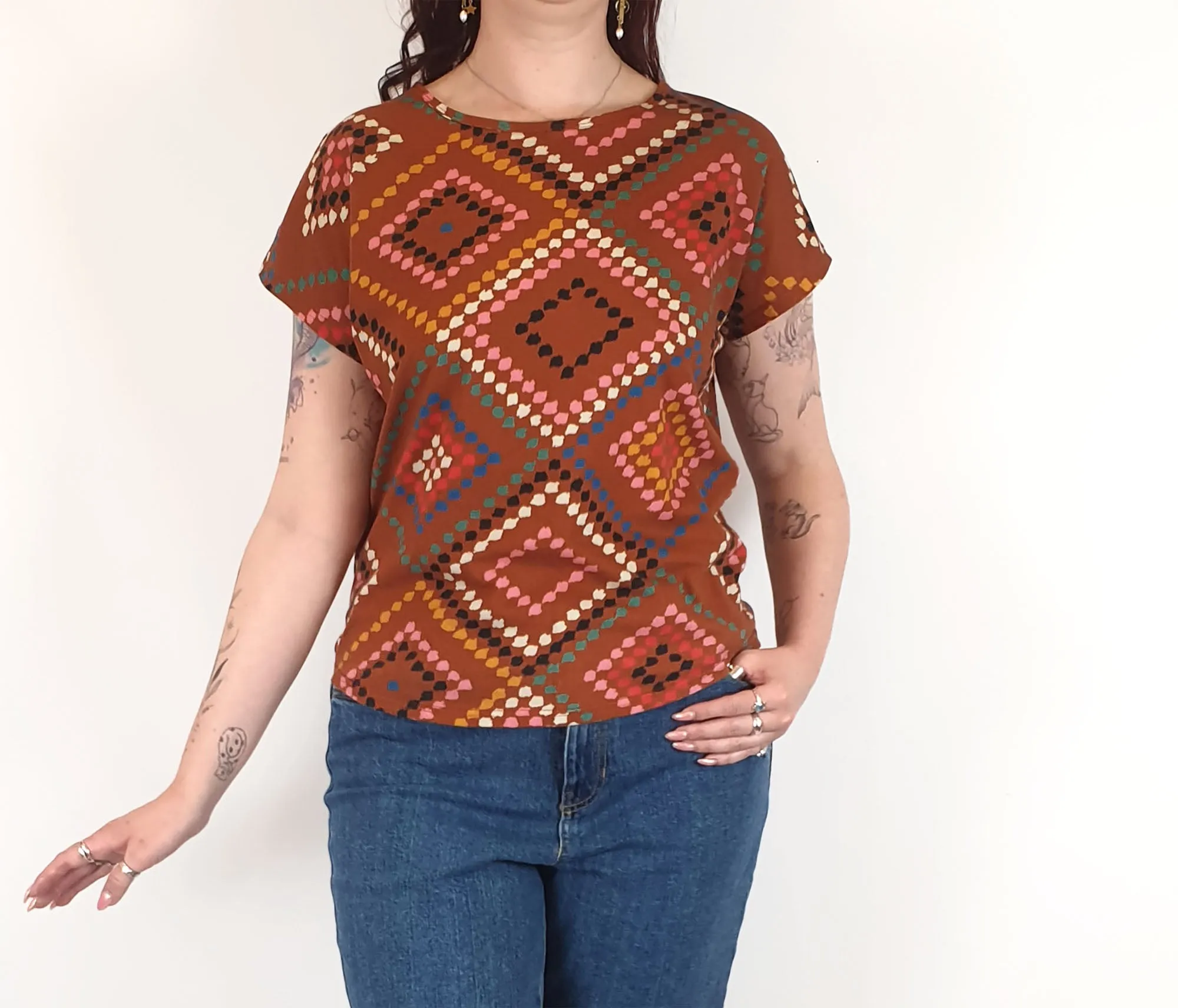 Frock Me Out brown-toned print top size 12