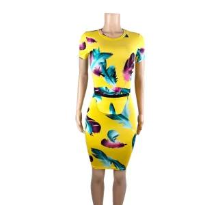 Go Your Own Way Feather Print Dress w/Matching Fanny Pack