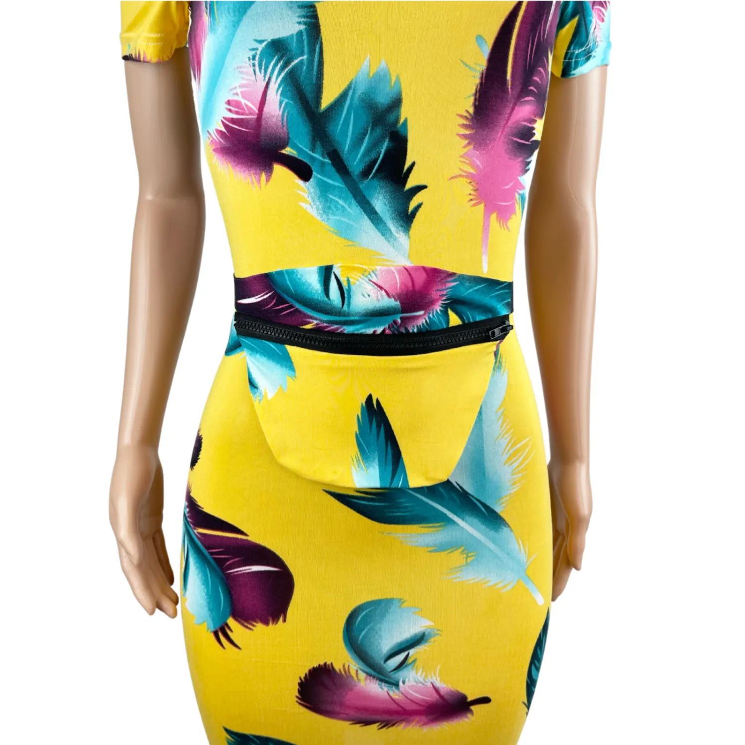 Go Your Own Way Feather Print Dress w/Matching Fanny Pack