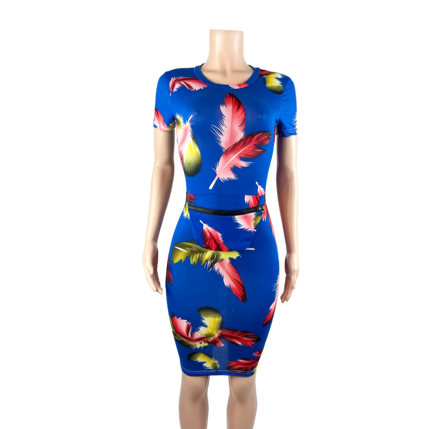 Go Your Own Way Feather Print Dress w/Matching Fanny Pack