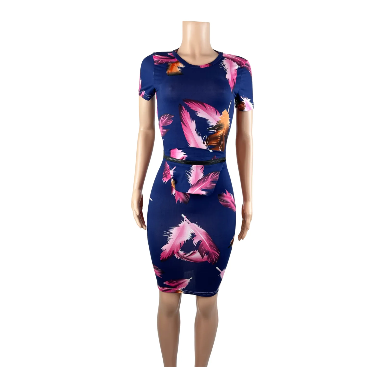 Go Your Own Way Feather Print Dress w/Matching Fanny Pack