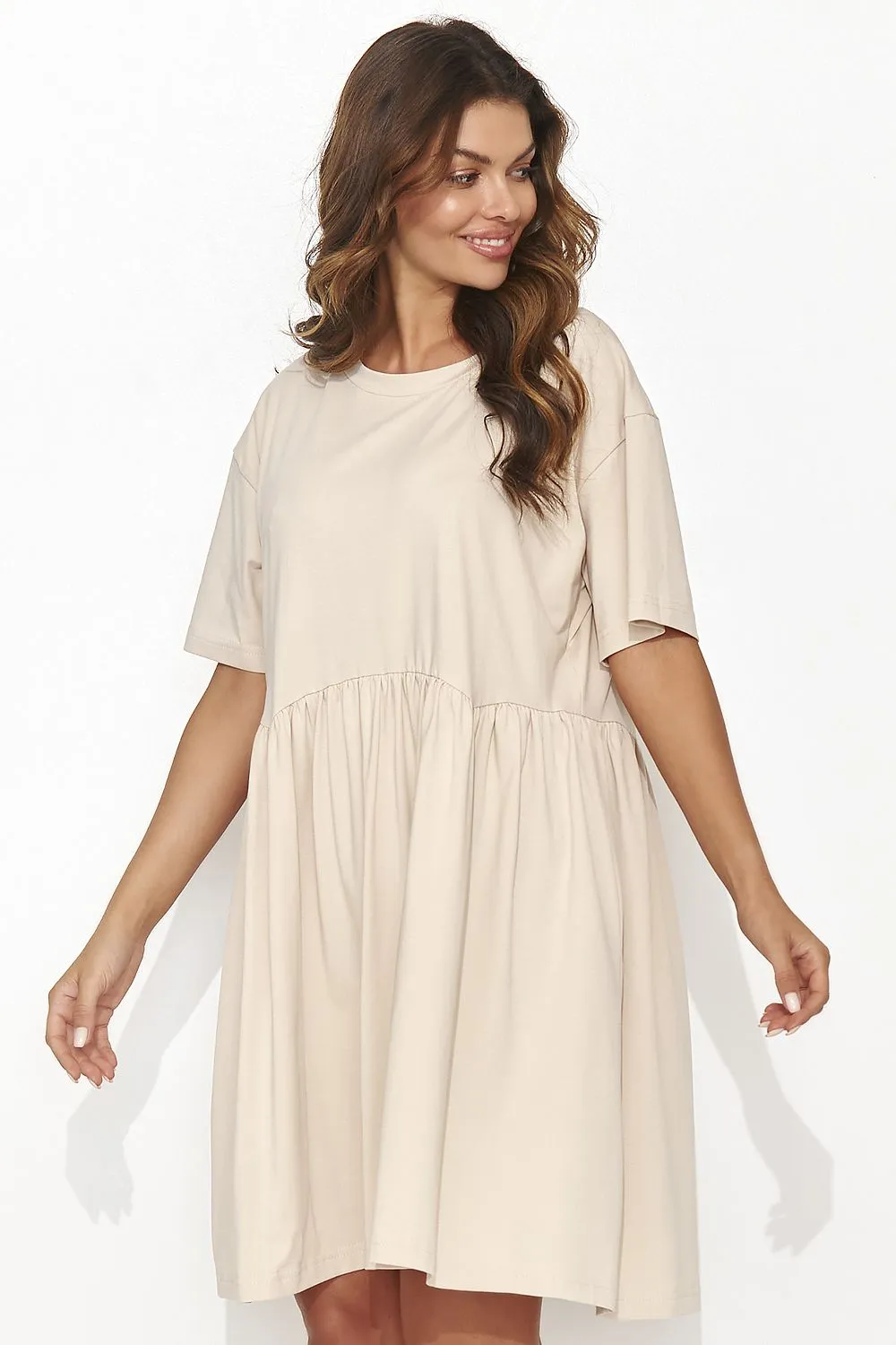 Gold-Embellished Casual Mini Dress