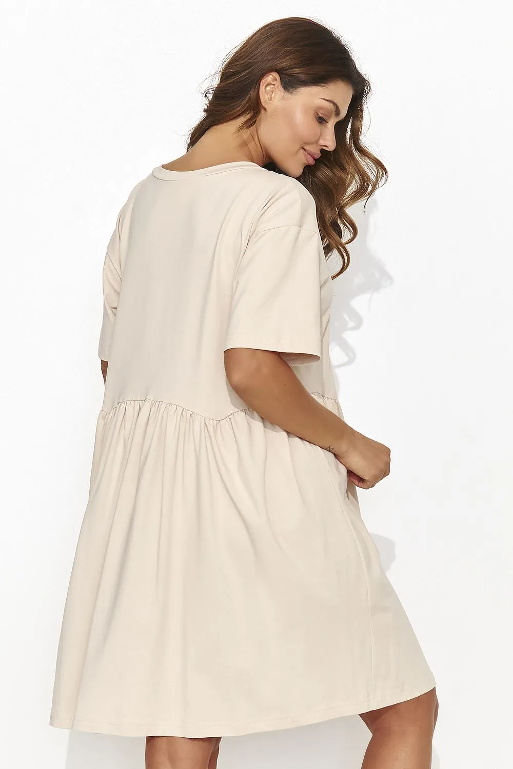 Gold-Embellished Casual Mini Dress