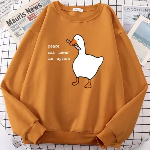 Goose Print Long Sleeves Kawaii Cartoons Pullovers