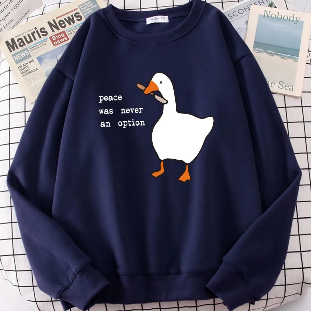 Goose Print Long Sleeves Kawaii Cartoons Pullovers