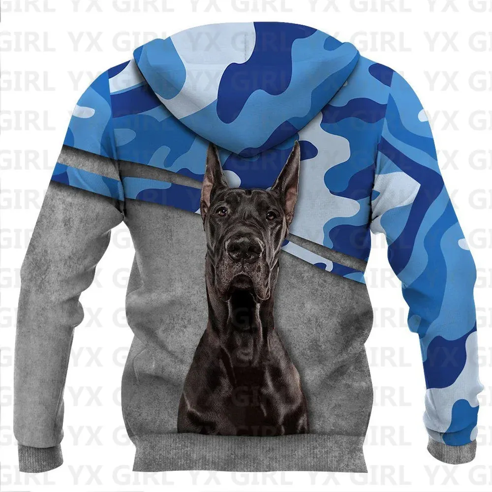 Great Dane Dog/Doberman Dog/German Shepherd 3D All Over Printed Hoodies Women's For Men Pullovers Street Tracksuit Love Dog Gift