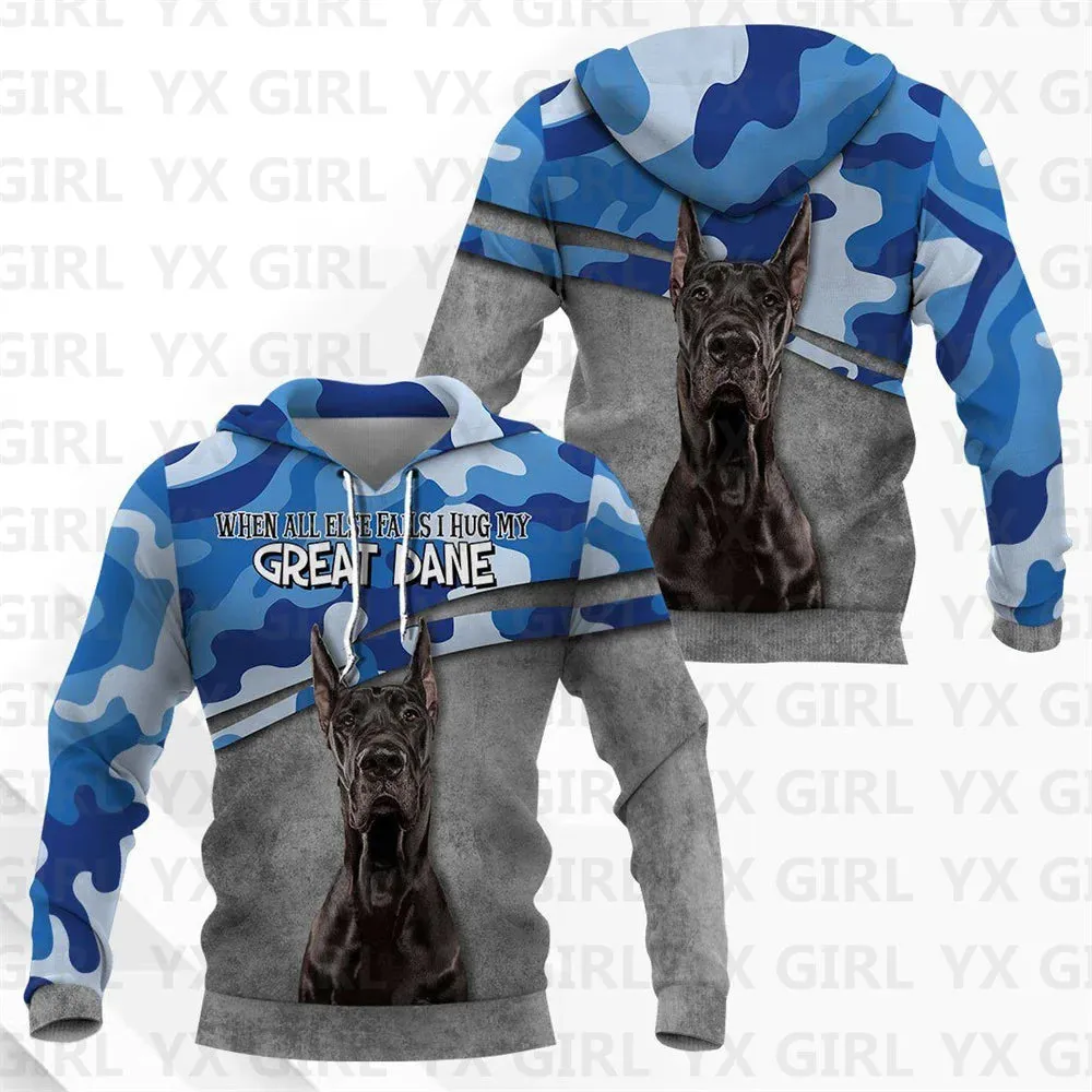 Great Dane Dog/Doberman Dog/German Shepherd 3D All Over Printed Hoodies Women's For Men Pullovers Street Tracksuit Love Dog Gift