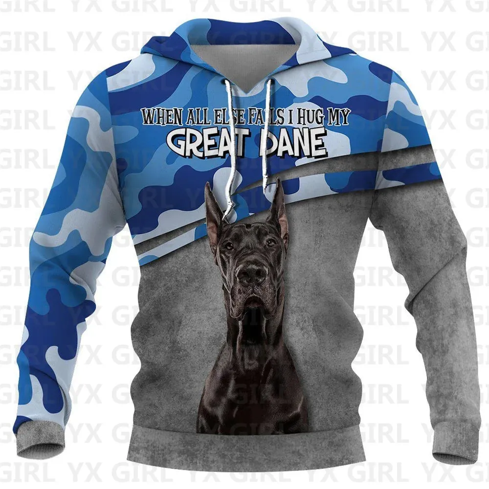 Great Dane Dog/Doberman Dog/German Shepherd 3D All Over Printed Hoodies Women's For Men Pullovers Street Tracksuit Love Dog Gift