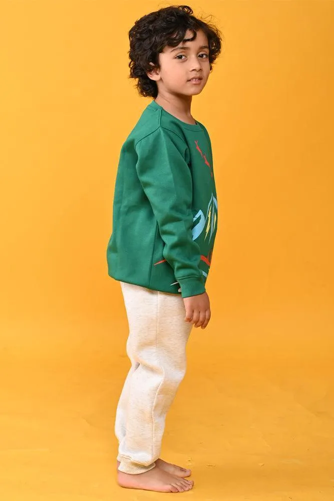 GREEN CHRISTMAS SWEATSHIRT JOGGER SET - GREEN/GREY