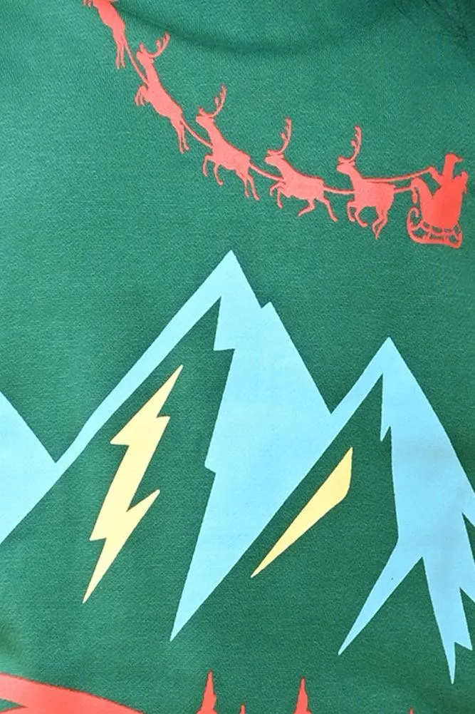 GREEN CHRISTMAS SWEATSHIRT JOGGER SET - GREEN/GREY