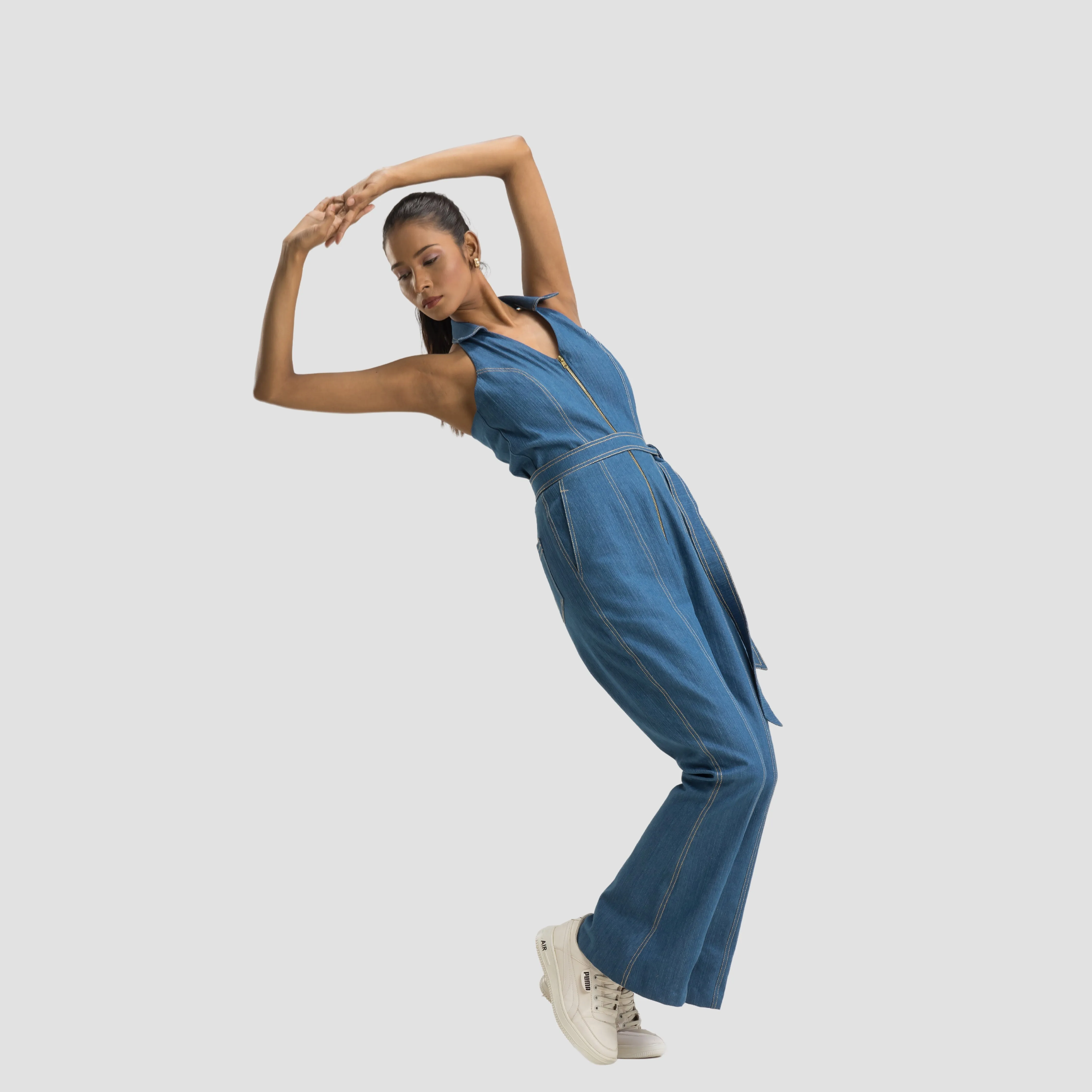Halter Neck Denim Overalls