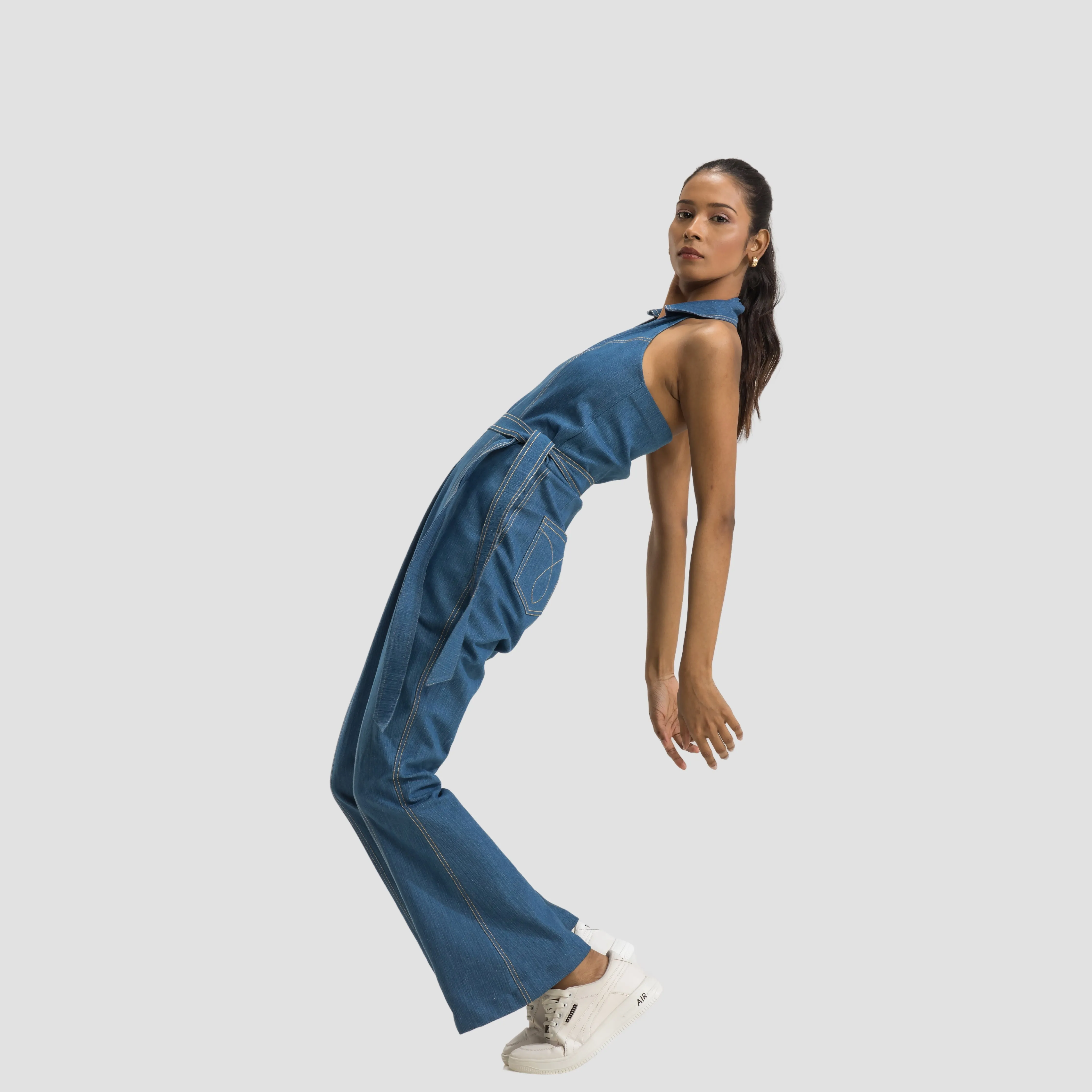 Halter Neck Denim Overalls