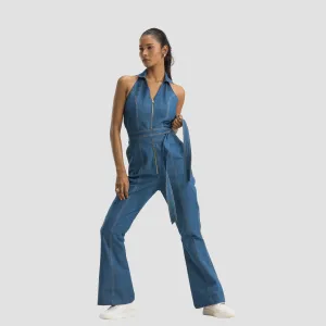 Halter Neck Denim Overalls
