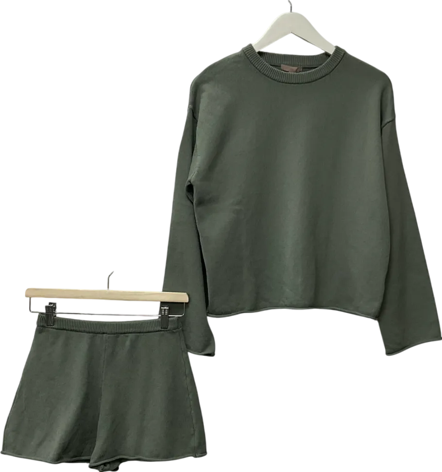 H&M Green Roll-edge Jumper & Knitted Shorts UK XS