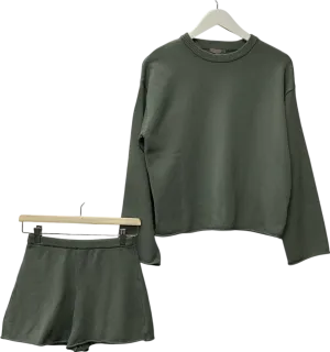 H&M Green Roll-edge Jumper & Knitted Shorts UK XS