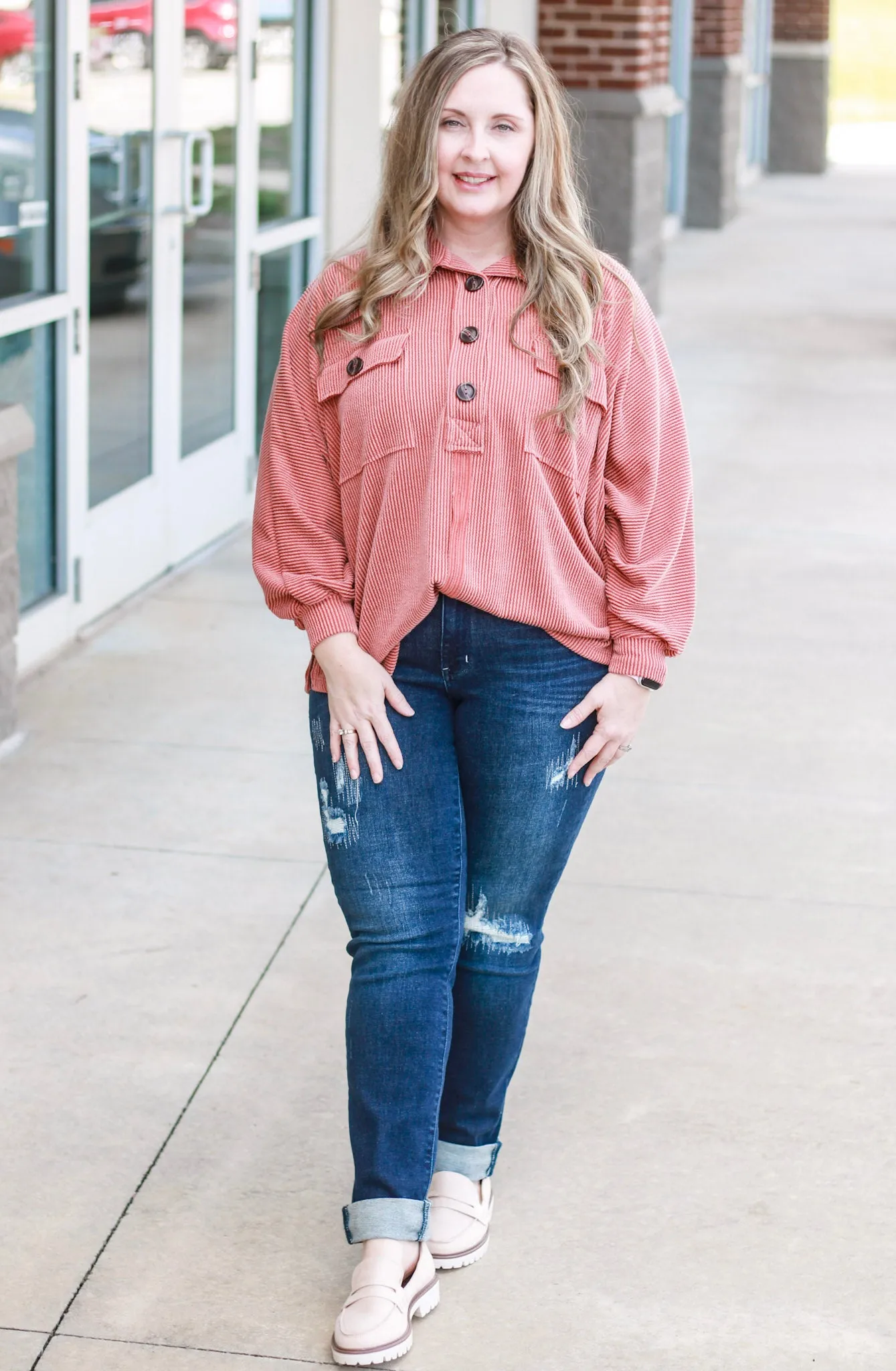 Hanging On to Forever Ribbed Pullover in Cinnamon