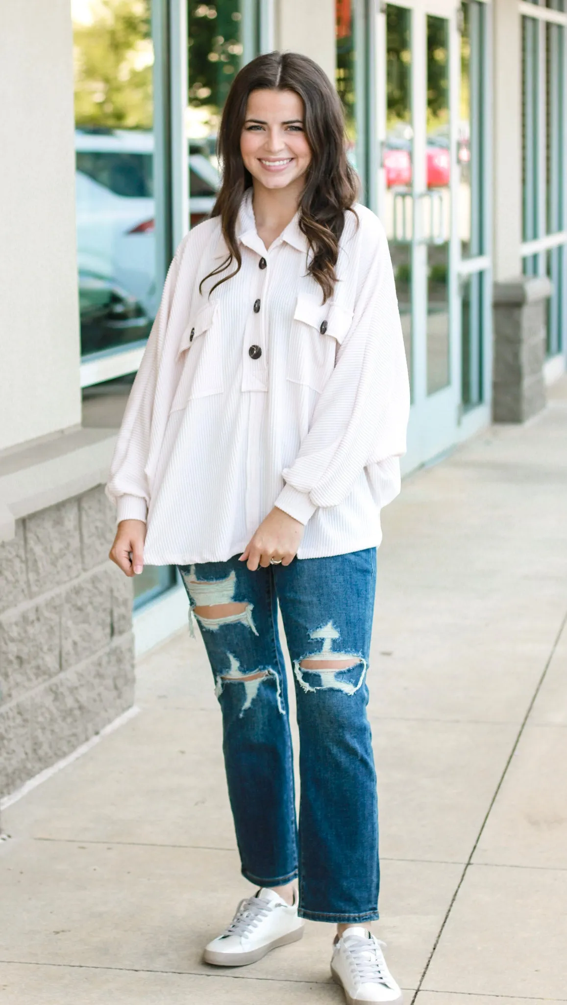 Hanging On to Forever Ribbed Pullover in Cream