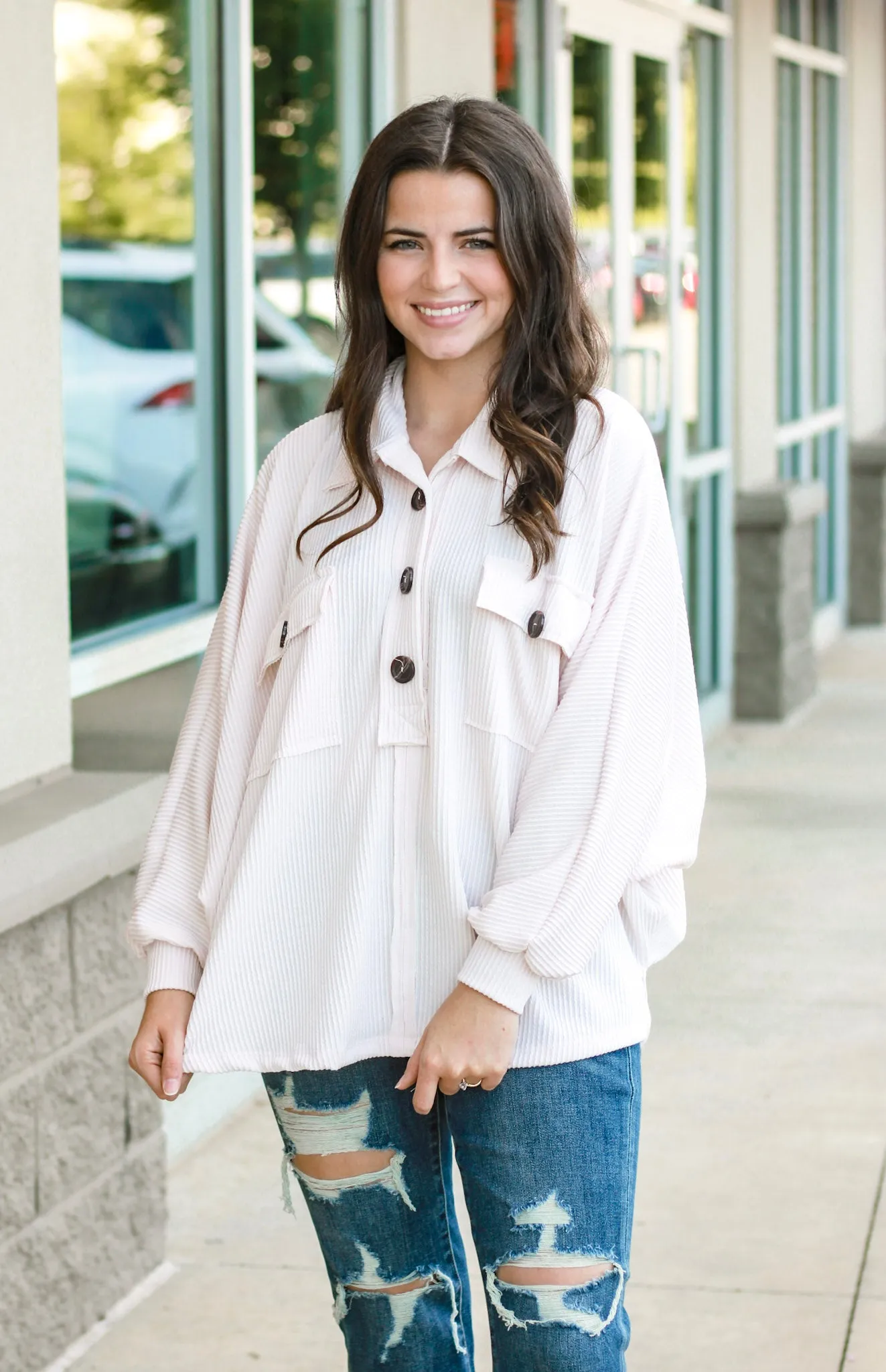 Hanging On to Forever Ribbed Pullover in Cream
