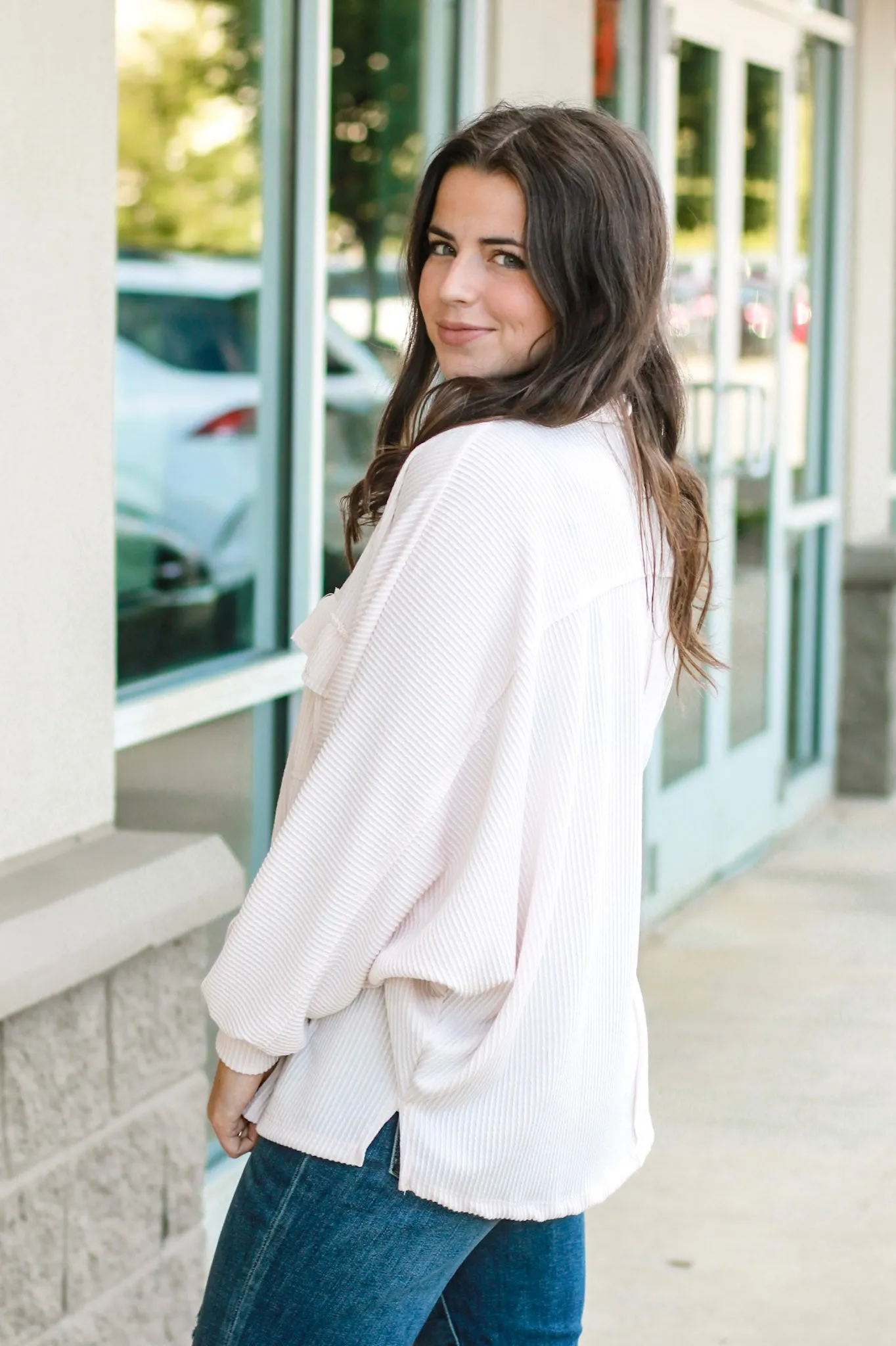 Hanging On to Forever Ribbed Pullover in Cream