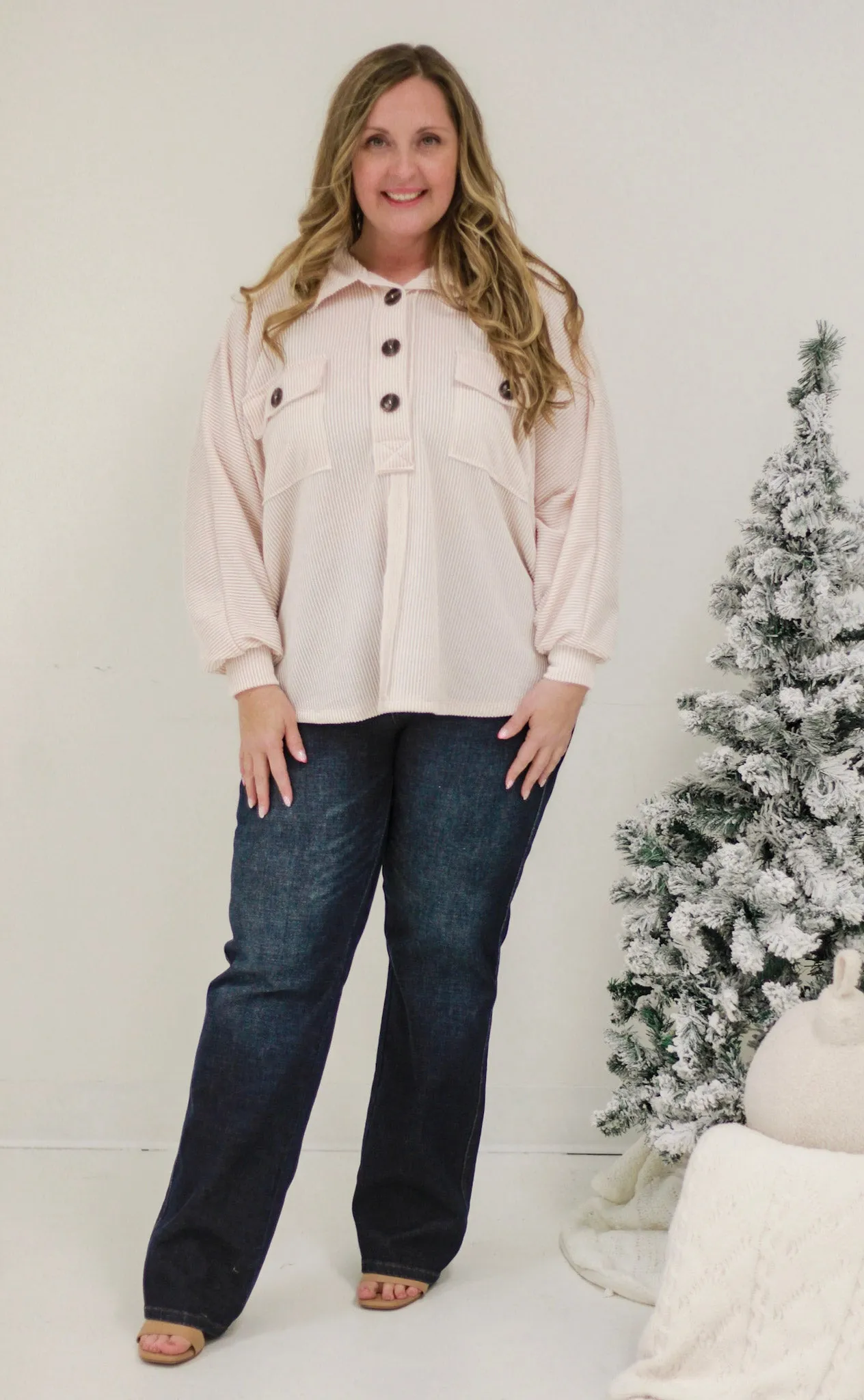 Hanging On to Forever Ribbed Pullover in Cream
