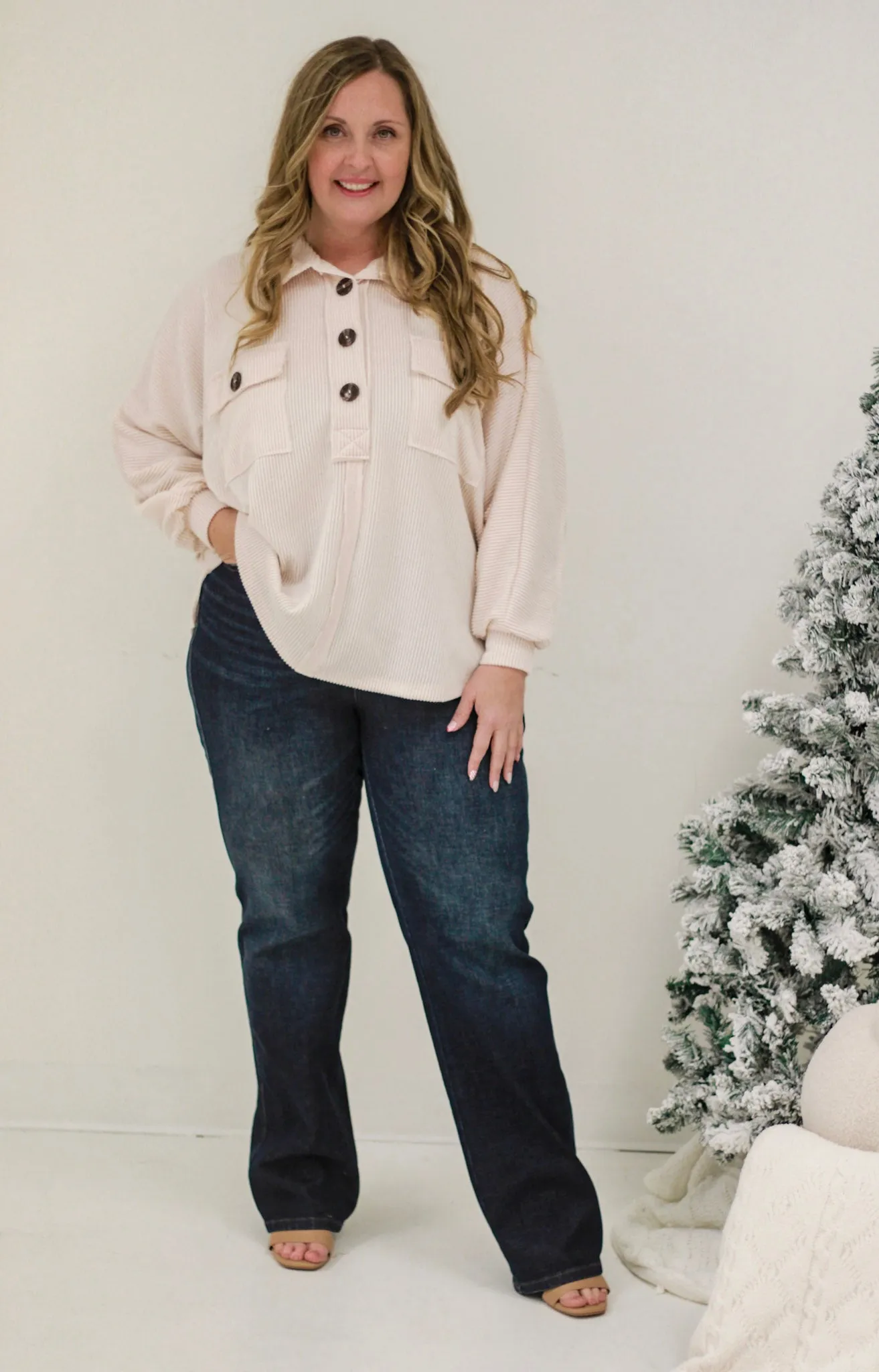 Hanging On to Forever Ribbed Pullover in Cream
