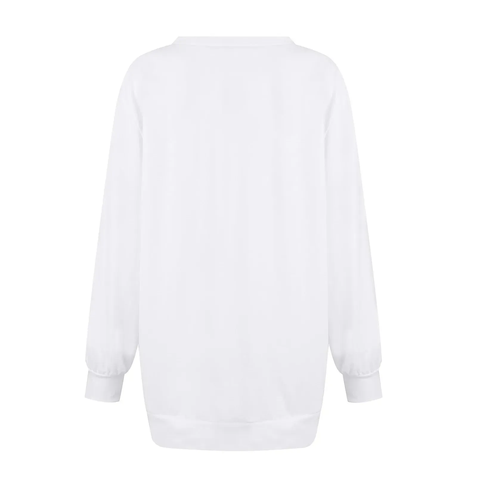 Harajuku Style Solid Color Fashion Round Neck Button Split Sweatshirt Basic Streetwear Loose Long Sleeve Top For Girls