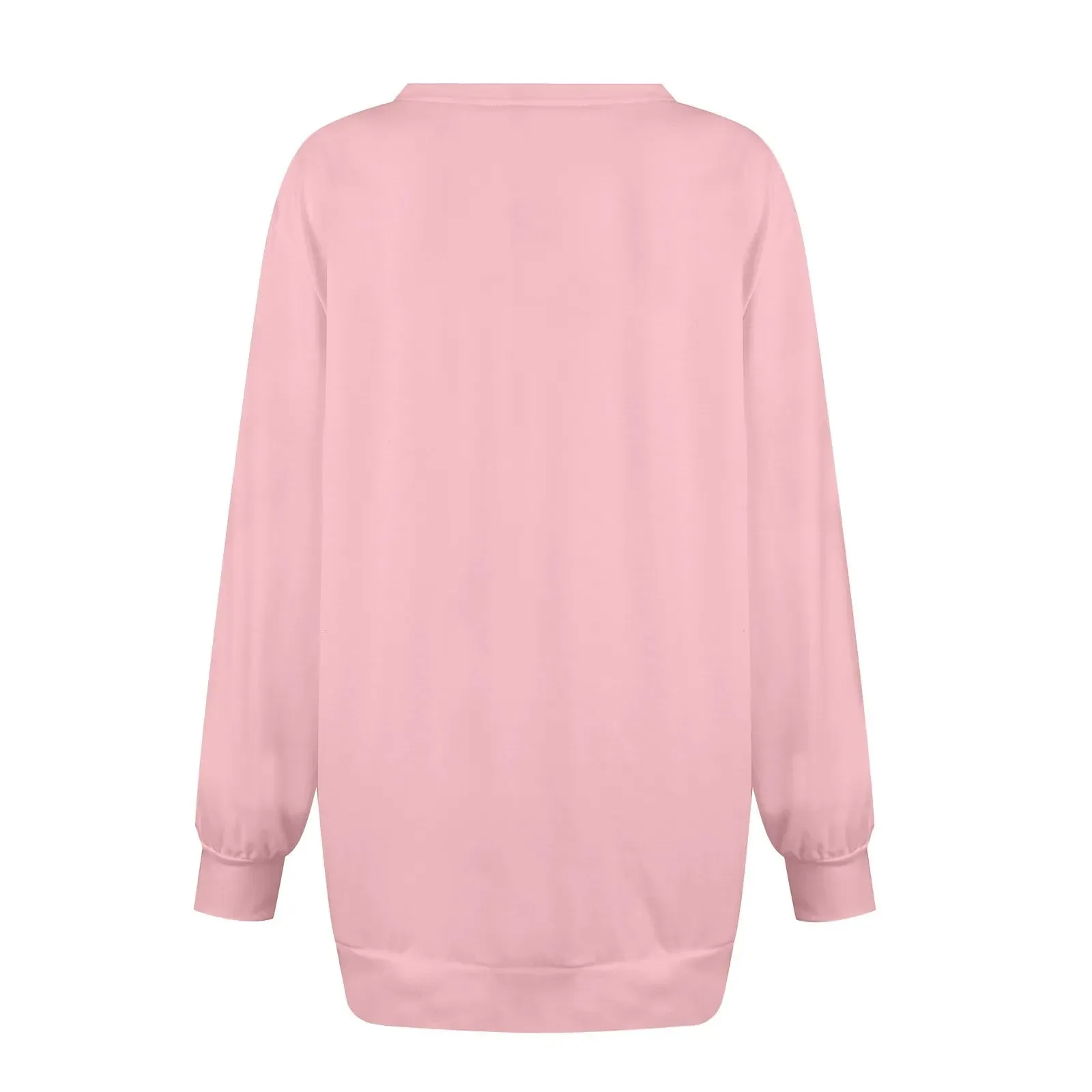 Harajuku Style Solid Color Fashion Round Neck Button Split Sweatshirt Basic Streetwear Loose Long Sleeve Top For Girls