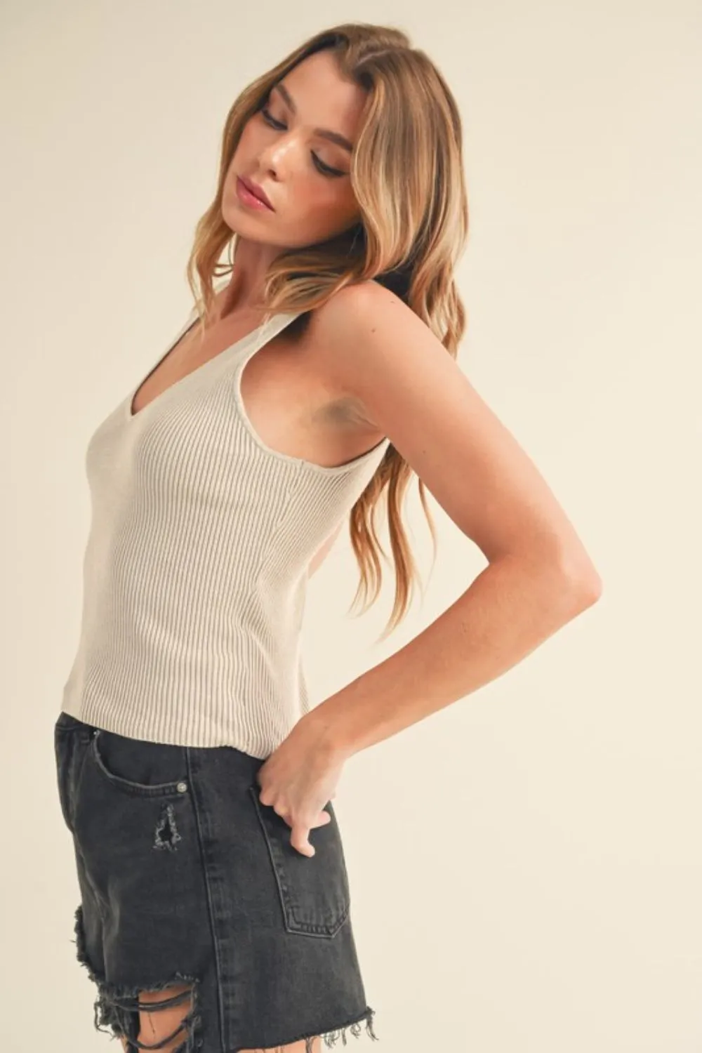 Hazel Blues® |  Aemi   Co Ribbed Wide Strap Knit Tank