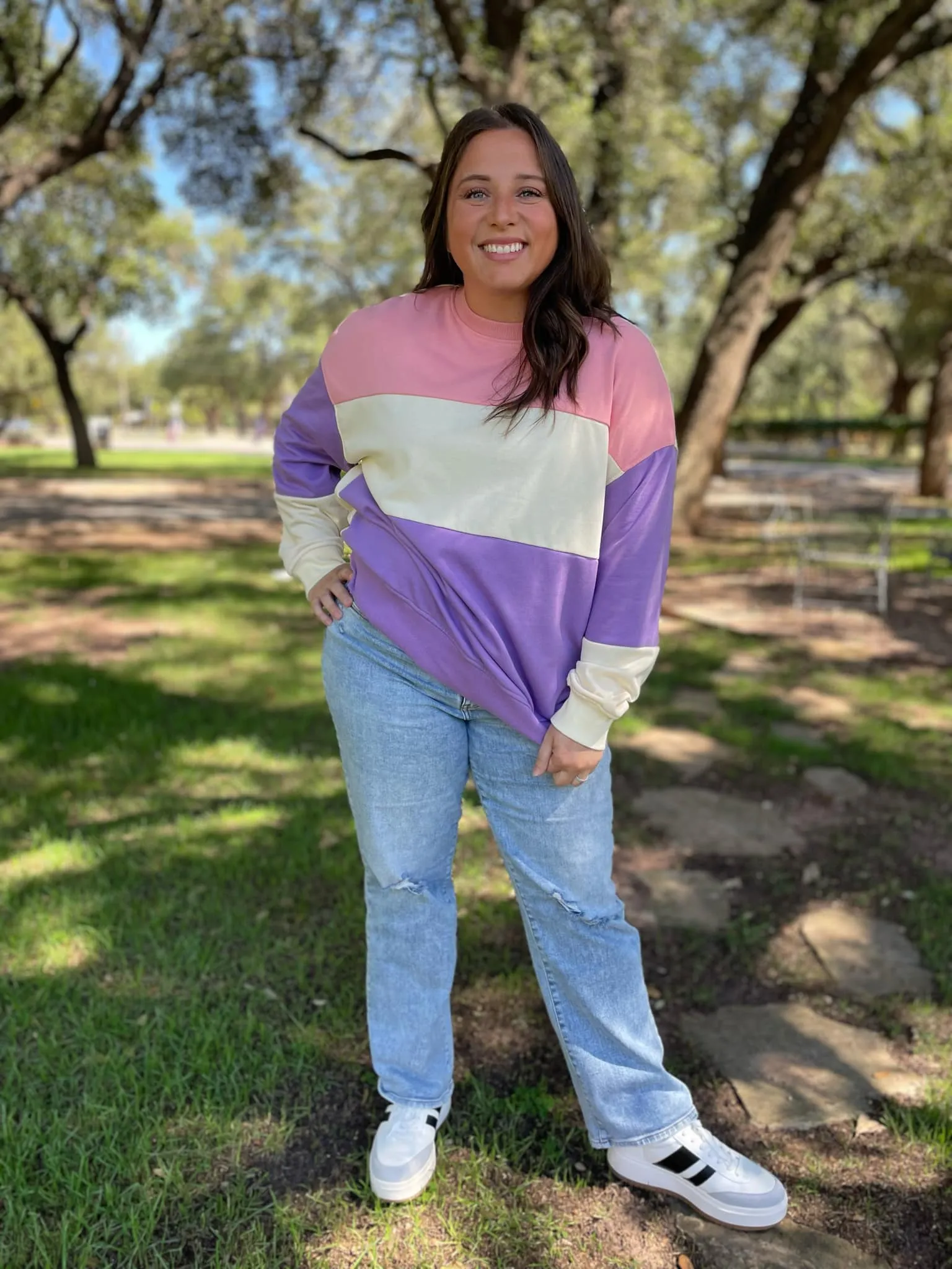 Hazel Blues® |  Finnley Colorblock Pullover in Four Colors