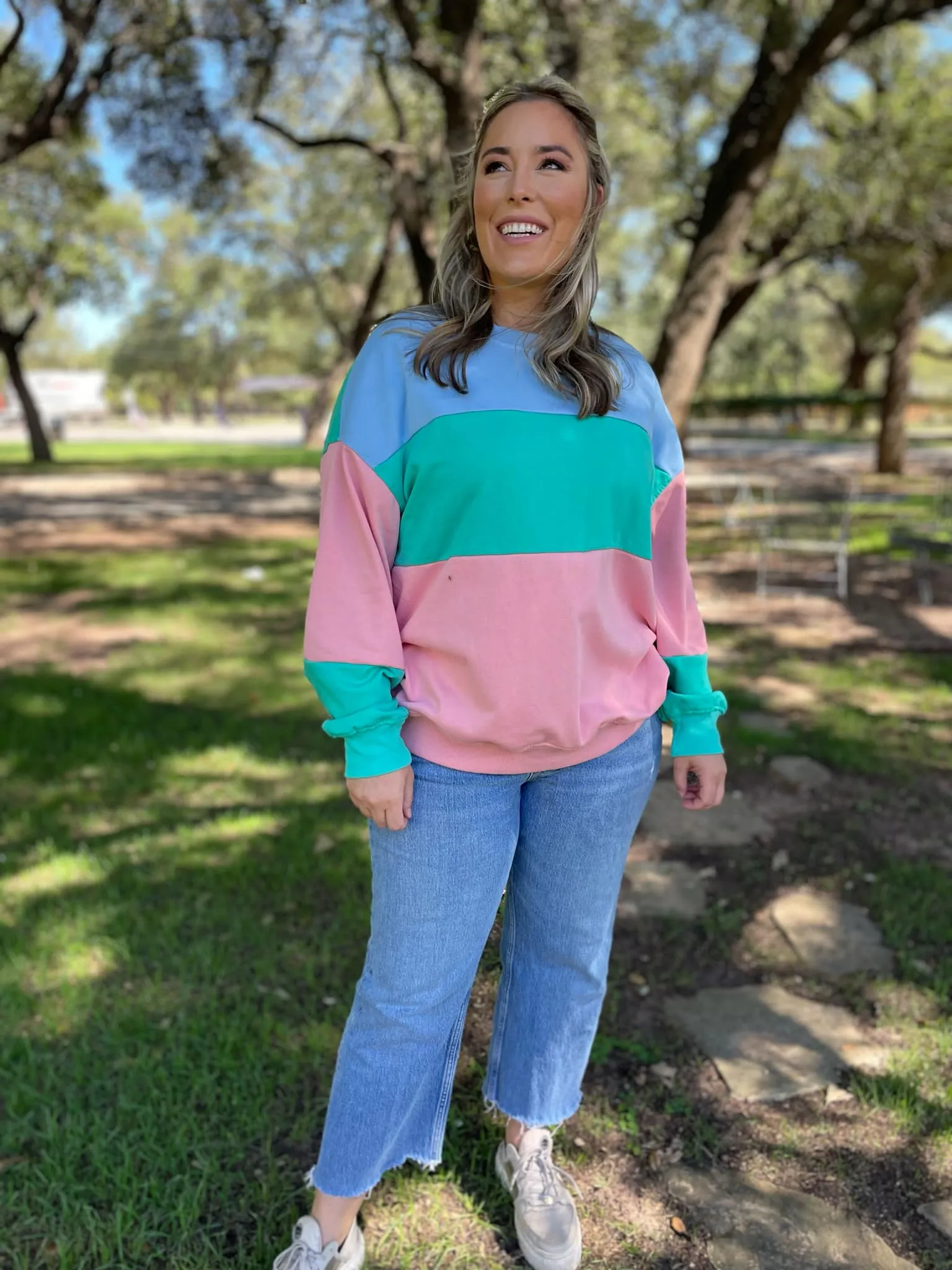 Hazel Blues® |  Finnley Colorblock Pullover in Four Colors